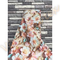 Material Satinat 5D pentru Lenjerii de Pat – Bumbac 100%, 240 cm Latime, 30 ml – Ideal pentru Constructia de Lenjerii de Pat si Decoruri Elegante - 01 flori roz